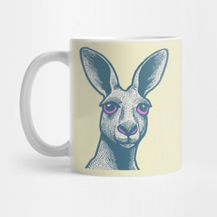 Expressive Kangaroo Portrait Art for Australian Themed Kids Room Mug