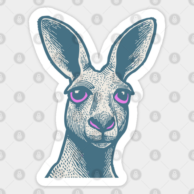 Expressive Kangaroo Portrait Art for Australian Themed Kids Room Sticker by TuncGK