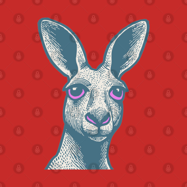 Expressive Kangaroo Portrait Art for Australian Themed Kids Room by TuncGK