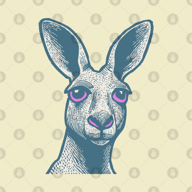 Expressive Kangaroo Portrait Art for Australian Themed Kids Room by TuncGK