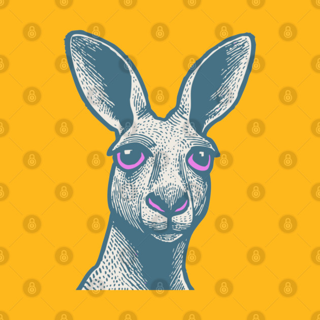 Expressive Kangaroo Portrait Art for Australian Themed Kids Room by TuncGK