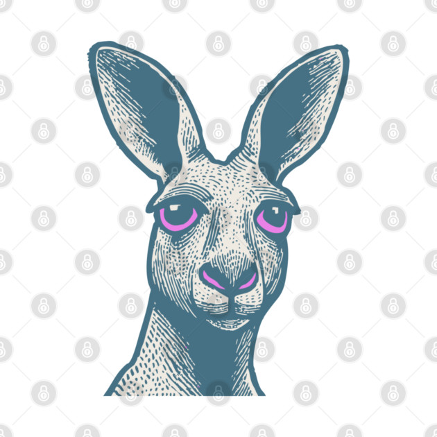 Expressive Kangaroo Portrait Art for Australian Themed Kids Room by TuncGK