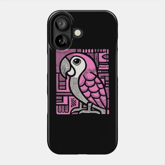 Geometric Pink Parrot Art for Tropical Kids Room Decor Phone Case by TuncGK