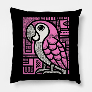 Geometric Pink Parrot Art for Tropical Kids Room Decor Pillow