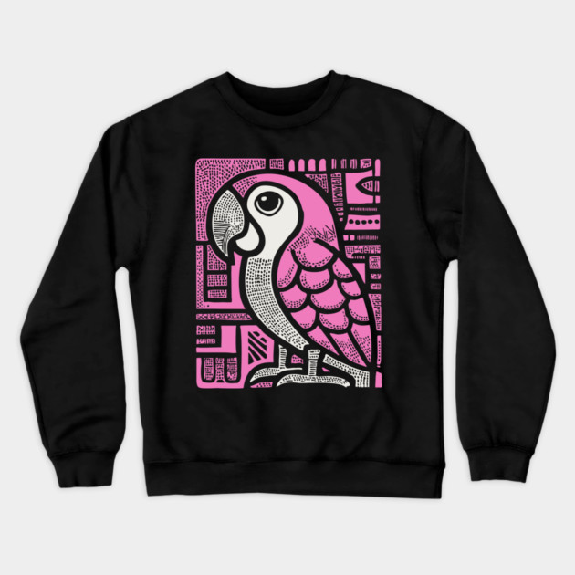 Geometric Pink Parrot Art for Tropical Kids Room Decor Crewneck Sweatshirt by TuncGK