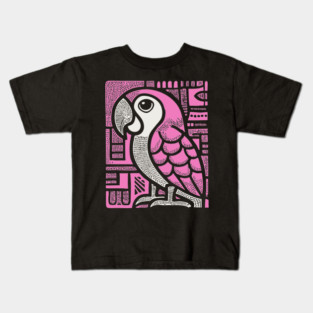 Geometric Pink Parrot Art for Tropical Kids Room Decor Kids T-Shirt