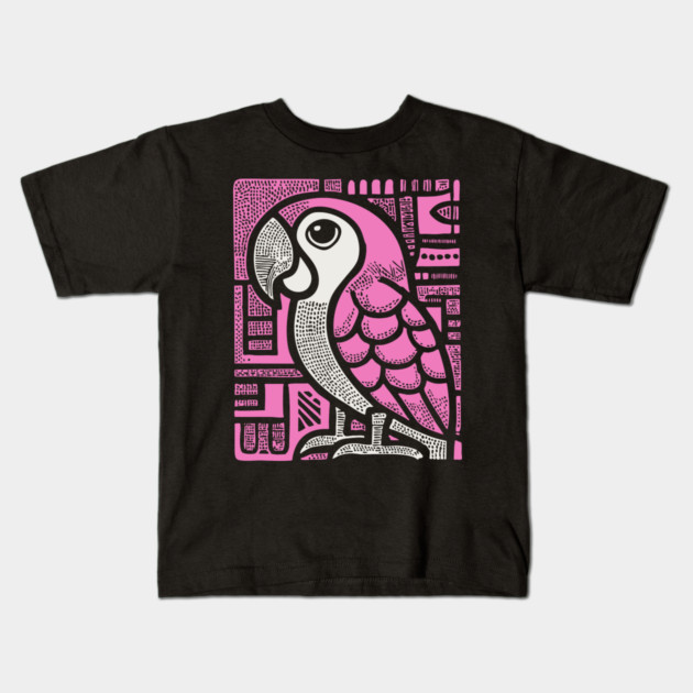 Geometric Pink Parrot Art for Tropical Kids Room Decor Kids T-Shirt by TuncGK