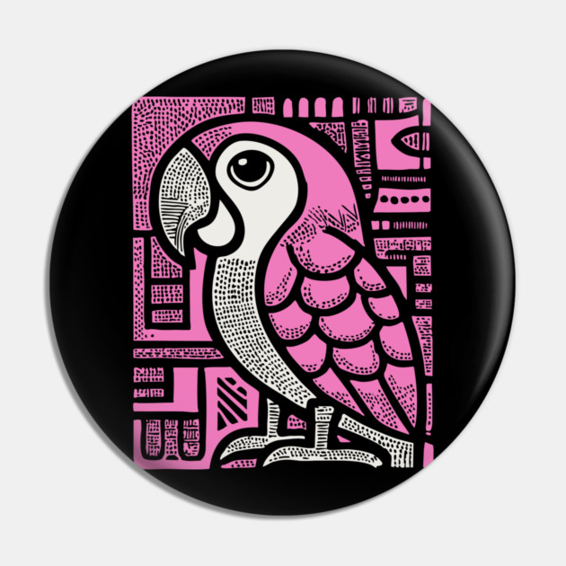Geometric Pink Parrot Art for Tropical Kids Room Decor Pin by TuncGK