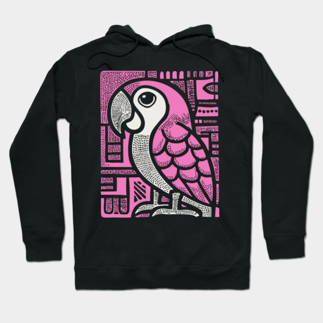 Geometric Pink Parrot Art for Tropical Kids Room Decor Hoodie by TuncGK