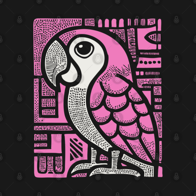 Geometric Pink Parrot Art for Tropical Kids Room Decor by TuncGK