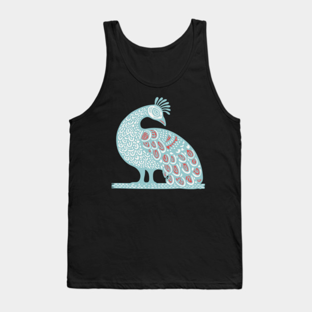 Elegant Peacock Folk Art for Whimsical Nursery Decor Tank Top by TuncGK