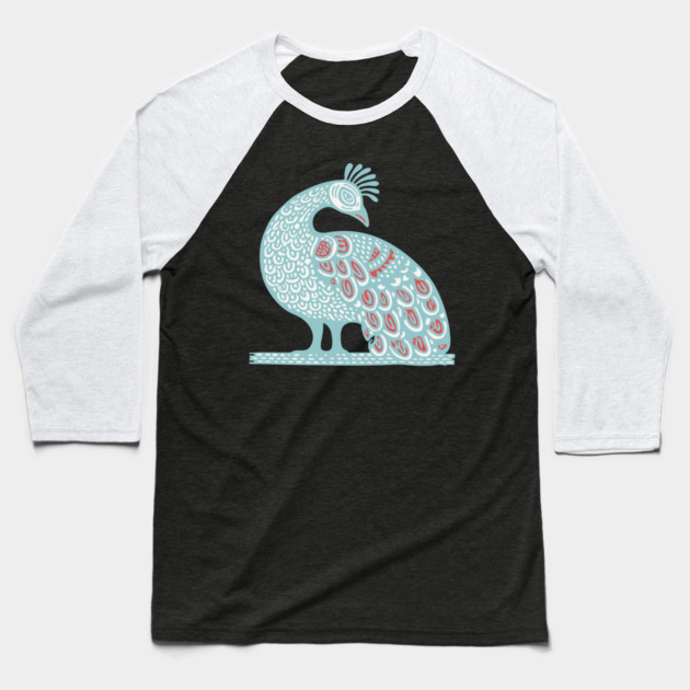 Elegant Peacock Folk Art for Whimsical Nursery Decor Baseball T-Shirt by TuncGK