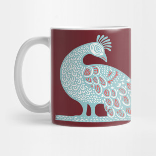 Elegant Peacock Folk Art for Whimsical Nursery Decor Mug