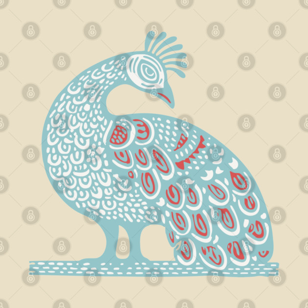 Elegant Peacock Folk Art for Whimsical Nursery Decor by TuncGK