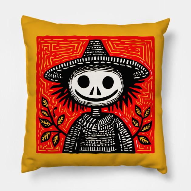 Friendly Scarecrow Art for Kids Halloween and Autumn Decor Pillow by TuncGK