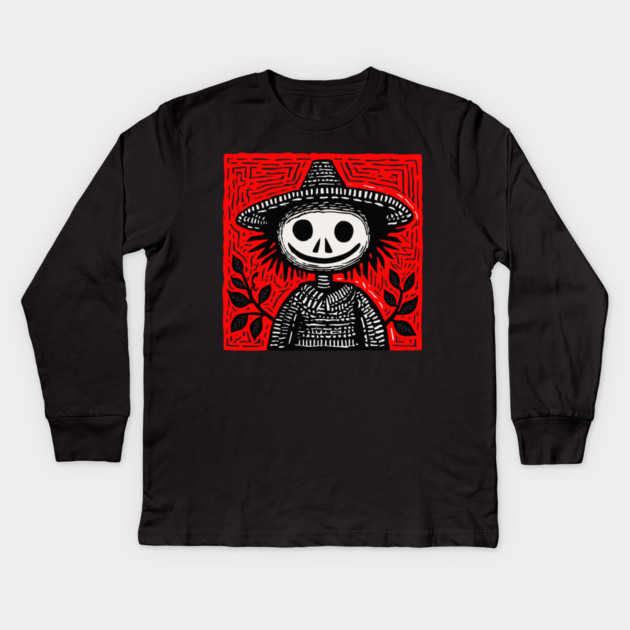 Friendly Scarecrow Art for Kids Halloween and Autumn Decor Kids Long Sleeve T-Shirt by TuncGK