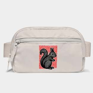Graphic Black Squirrel Print for Modern Woodland Nursery Art Bag