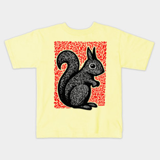 Graphic Black Squirrel Print for Modern Woodland Nursery Art Kids T-Shirt