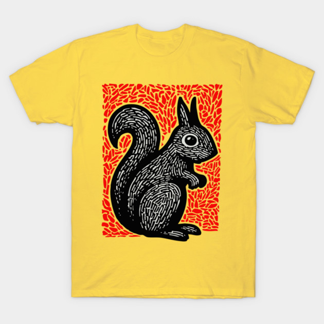 Graphic Black Squirrel Print for Modern Woodland Nursery Art T-Shirt by TuncGK