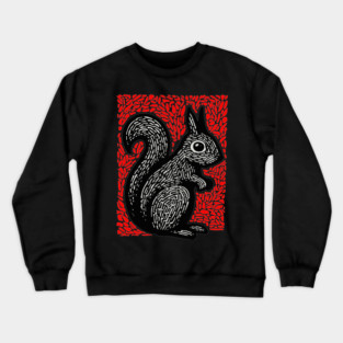 Graphic Black Squirrel Print for Modern Woodland Nursery Art Crewneck Sweatshirt