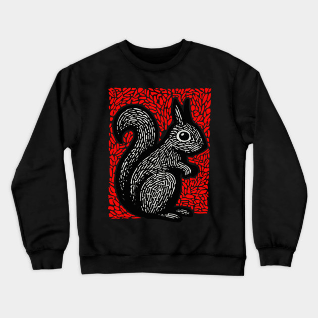 Graphic Black Squirrel Print for Modern Woodland Nursery Art Crewneck Sweatshirt by TuncGK