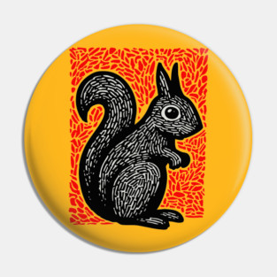 Graphic Black Squirrel Print for Modern Woodland Nursery Art Pin