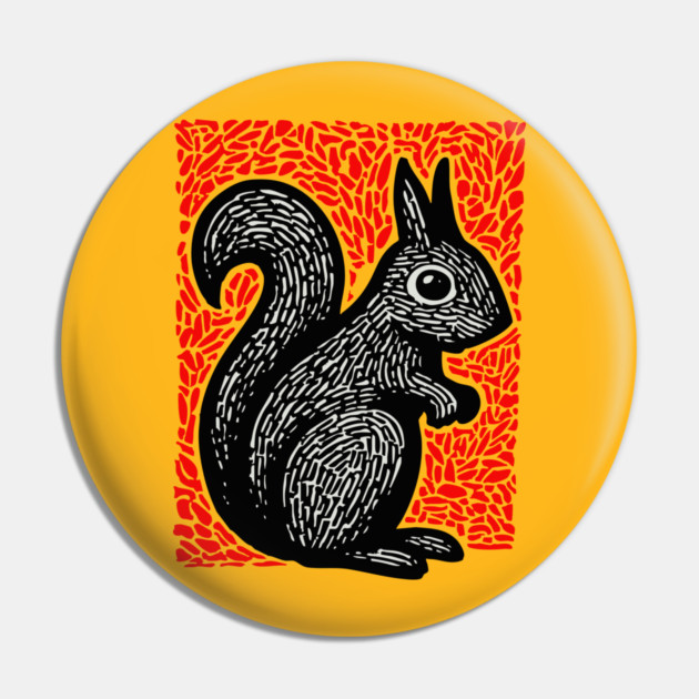 Graphic Black Squirrel Print for Modern Woodland Nursery Art Pin by TuncGK