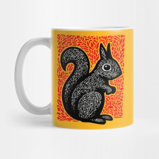 Graphic Black Squirrel Print for Modern Woodland Nursery Art Mug