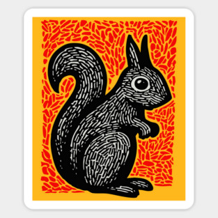 Graphic Black Squirrel Print for Modern Woodland Nursery Art Sticker