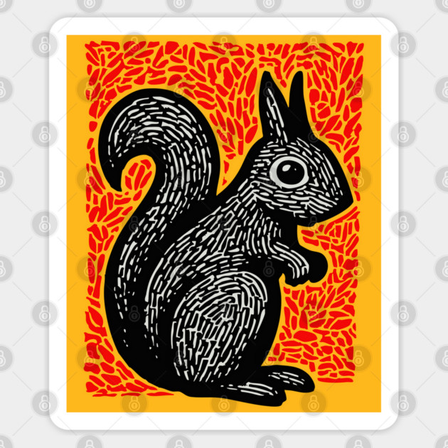 Graphic Black Squirrel Print for Modern Woodland Nursery Art Sticker by TuncGK