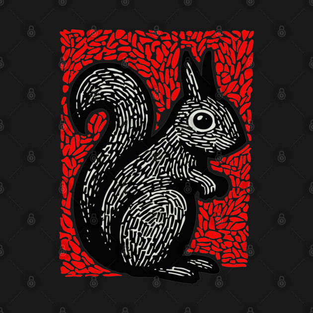 Graphic Black Squirrel Print for Modern Woodland Nursery Art by TuncGK