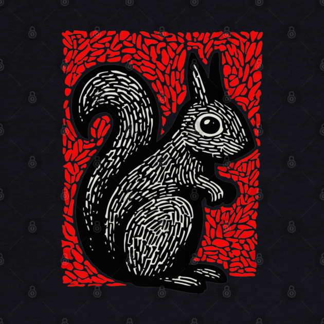 Graphic Black Squirrel Print for Modern Woodland Nursery Art by TuncGK