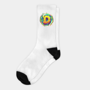 Graffiti Letter D – Neon Drip Street Art Crown Design Socks