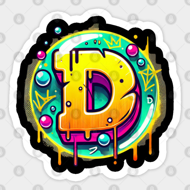 Graffiti Letter D – Neon Drip Street Art Crown Design Sticker by Anne Lee