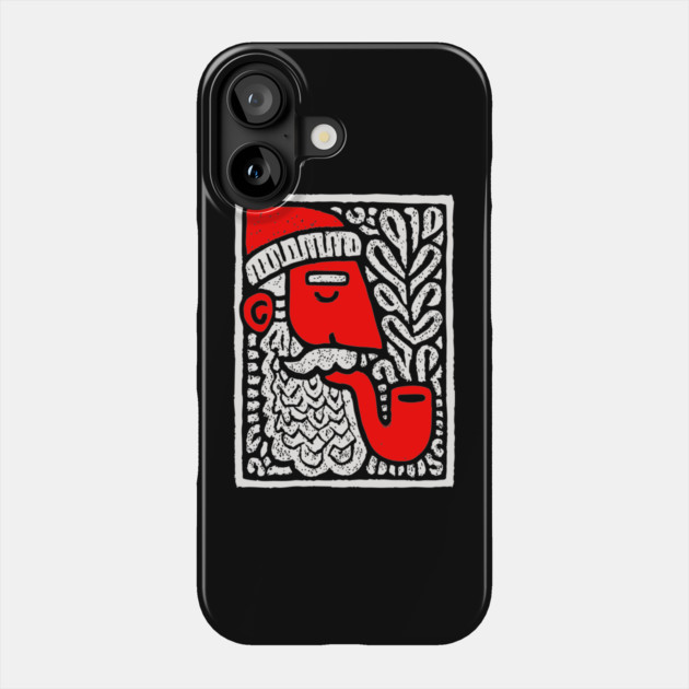 Retro Folk Art Santa Claus for Unique Holiday Decor Gift Phone Case by TuncGK