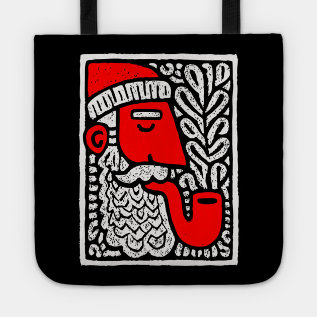Retro Folk Art Santa Claus for Unique Holiday Decor Gift Tote by TuncGK