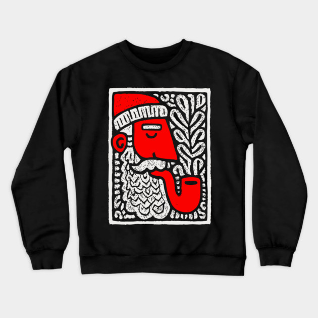 Retro Folk Art Santa Claus for Unique Holiday Decor Gift Crewneck Sweatshirt by TuncGK