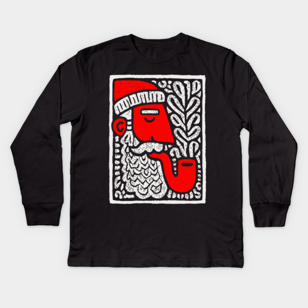 Retro Folk Art Santa Claus for Unique Holiday Decor Gift Kids Long Sleeve T-Shirt by TuncGK