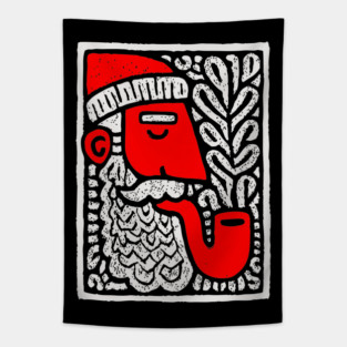 Retro Folk Art Santa Claus for Unique Holiday Decor Gift Tapestry