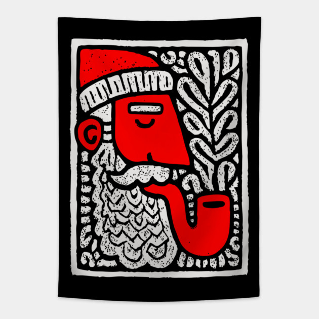 Retro Folk Art Santa Claus for Unique Holiday Decor Gift Tapestry by TuncGK