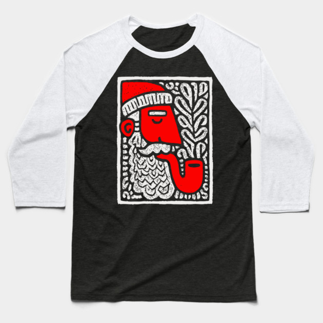 Retro Folk Art Santa Claus for Unique Holiday Decor Gift Baseball T-Shirt by TuncGK