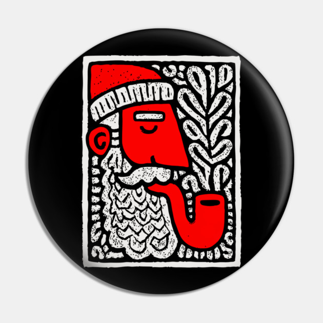 Retro Folk Art Santa Claus for Unique Holiday Decor Gift Pin by TuncGK