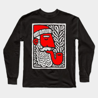 Retro Folk Art Santa Claus for Unique Holiday Decor Gift Long Sleeve T-Shirt