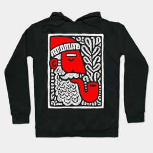 Retro Folk Art Santa Claus for Unique Holiday Decor Gift Hoodie