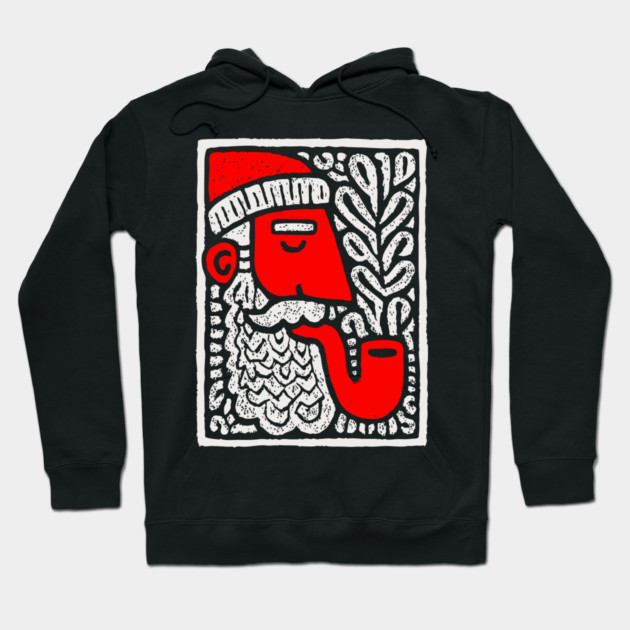 Retro Folk Art Santa Claus for Unique Holiday Decor Gift Hoodie by TuncGK