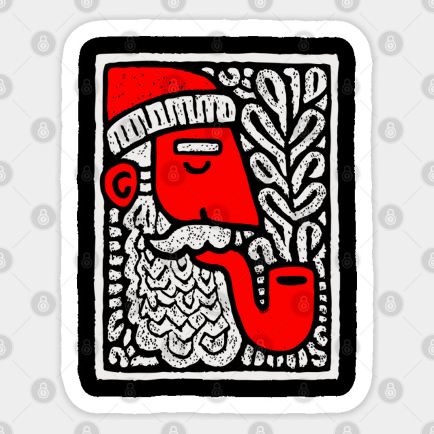 Retro Folk Art Santa Claus for Unique Holiday Decor Gift Sticker by TuncGK