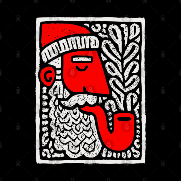 Retro Folk Art Santa Claus for Unique Holiday Decor Gift by TuncGK