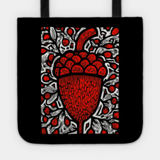 Folk Art Acorn Linocut for Autumn & Woodland Nursery Decor Tote