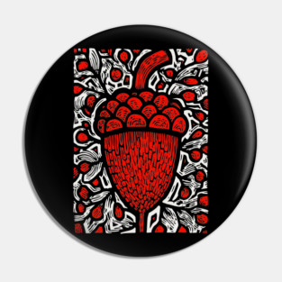 Folk Art Acorn Linocut for Autumn & Woodland Nursery Decor Pin