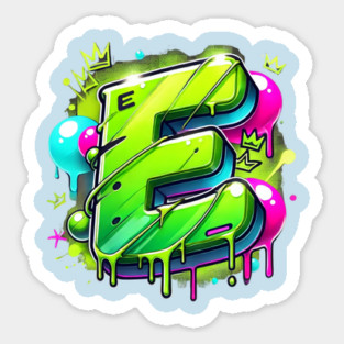 Graffiti Letter E – Neon Slime Drip Street Art Design Sticker